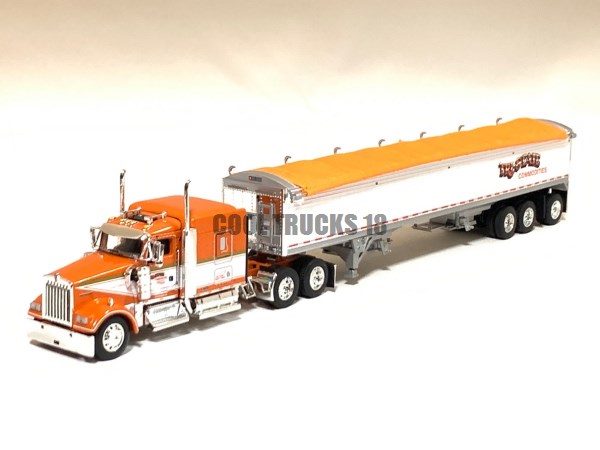 Kenworth W900 72" Aero Cab w/50' High Side 3-Axle Grain Trailer Tri-State Commodities