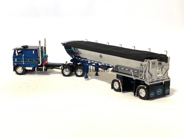 Peterbilt 352 COE MAC Half Round End Dump Trailer Blue Leasing