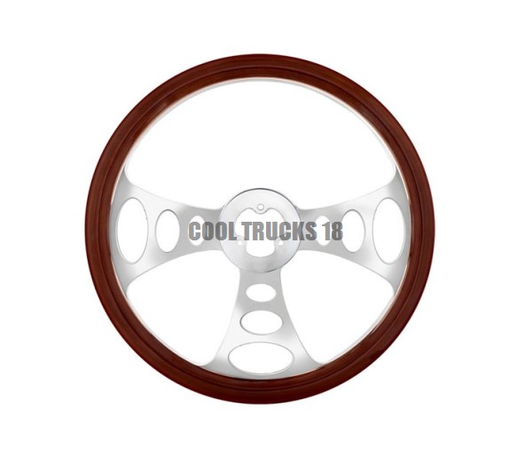 18" Chrome Aluminum "Chopper" Style Steering Wheel Wood Rim 